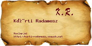 Kürti Radamesz névjegykártya